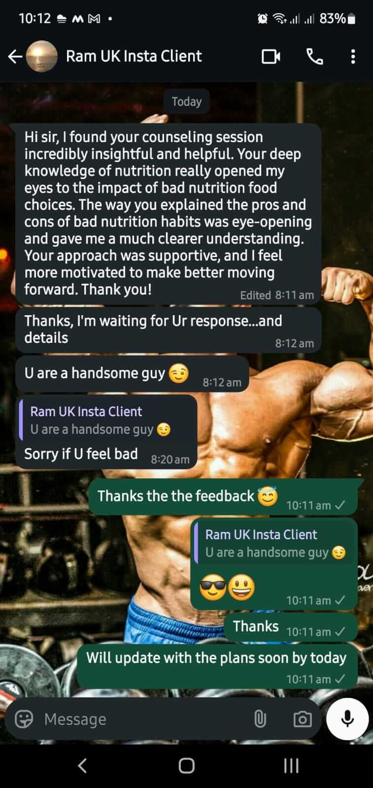 WhatsApp feedback from Ram