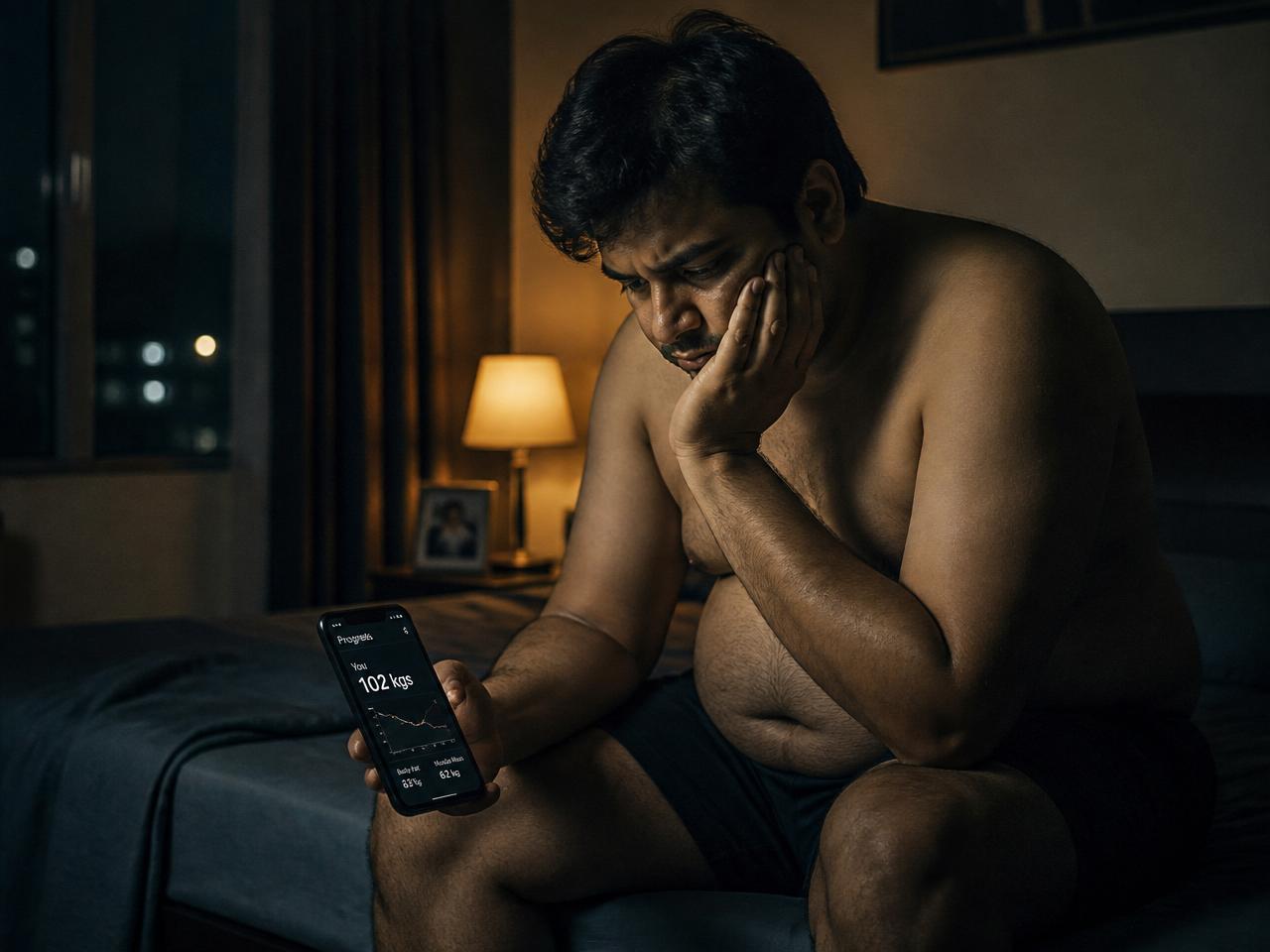 Man frustrated with his fitness progress